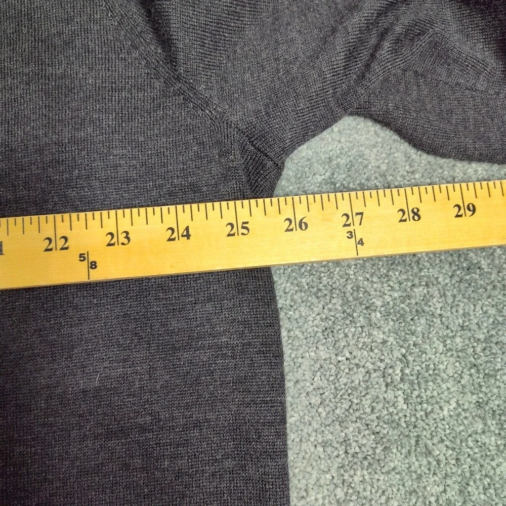 Broletto Mens XXL V-Neck Sweater 100% Merino Wool Gray Long Sleeve Knit Pullover